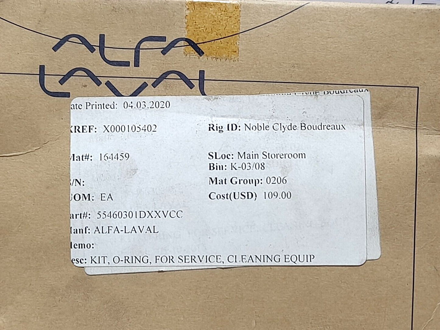 Alfa Laval 55460301 O-Ring Service Kit 55460301DXXVCC O-Ring Kit