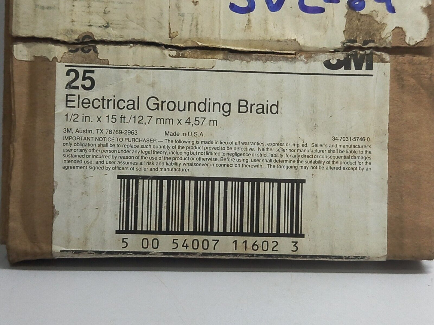 3M 25 Electrical Grounding Braid ½ In x 15 Ft. 12.7mm x 4.57m