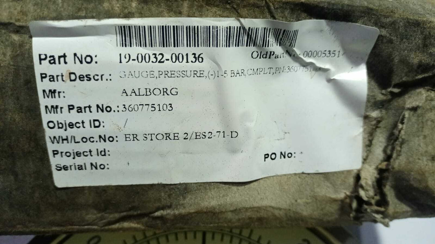 Aalborg 360775103 Pressure Gauge (-)1-5 Bar