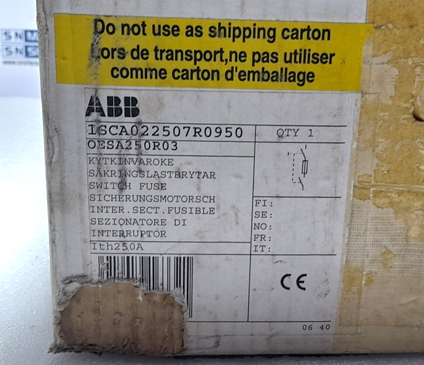 ABB OESA250R03 Switch Fuse 1SCA022507R0950 OES 200R03 Disconnect/Fused/200A