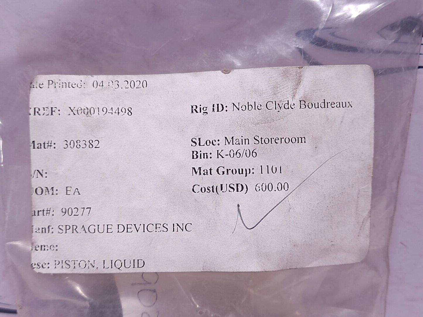 Sprague 90277 Liquid Piston