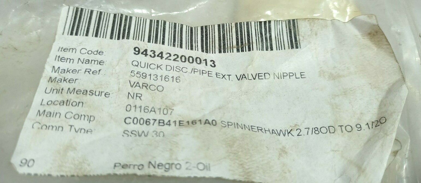 Varco 559131616 Quick Disc /Pipe Ext. Valved Nipple