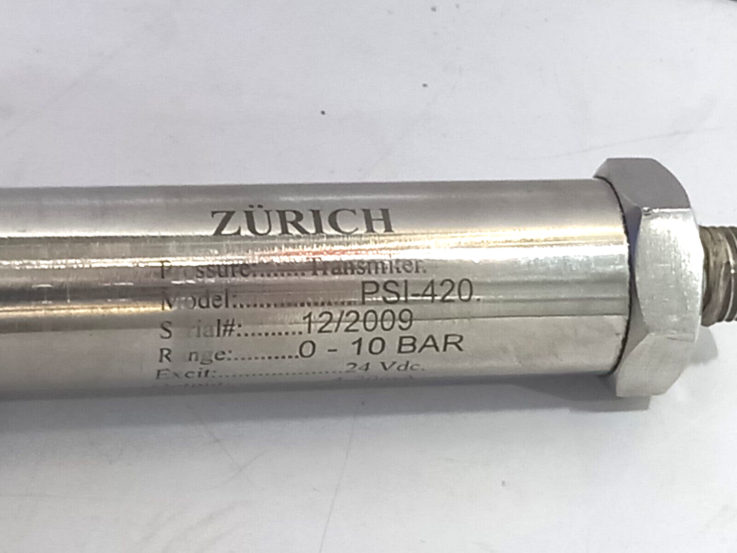 Zurich PSI-420 Pressure Transmitter Range 0-10 Bar Excit 24VDC