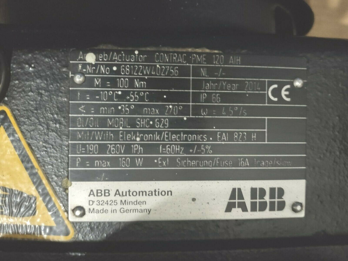 ABB Automation PME 120 AIH Actuator Contrac Electronics Contrac EAI 823H