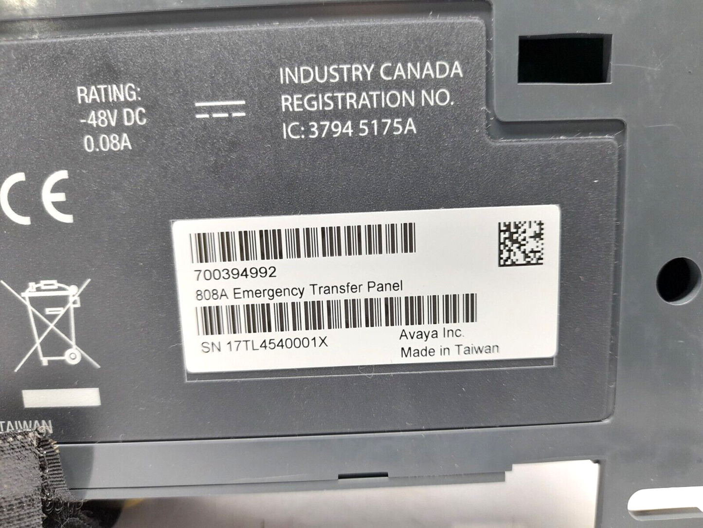 Avaya 808A Emergency Transfer Panel 700394992