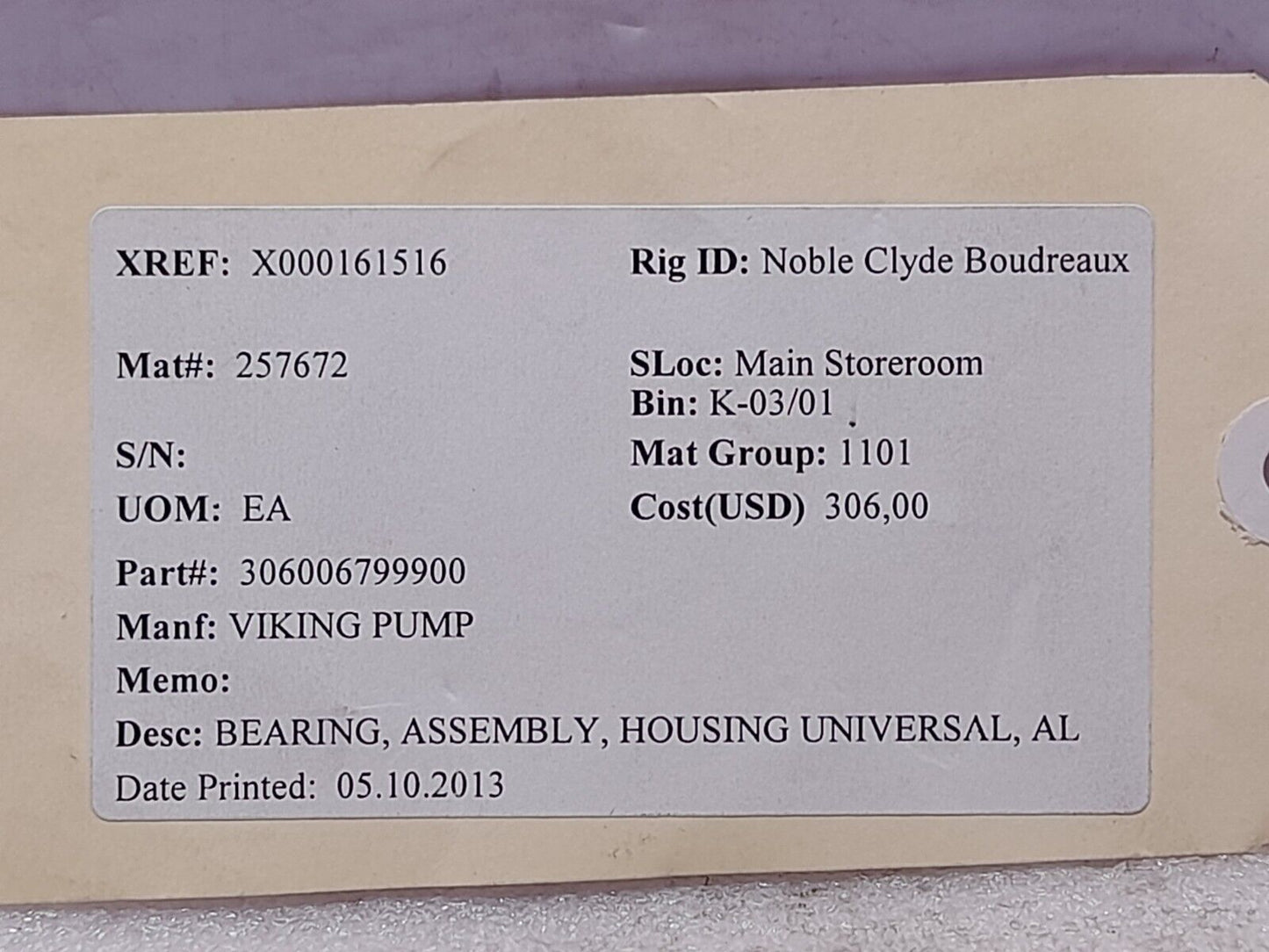 Viking Pump 3-060-067-999-00 Bearing Assembly Housing Universal 306006799900