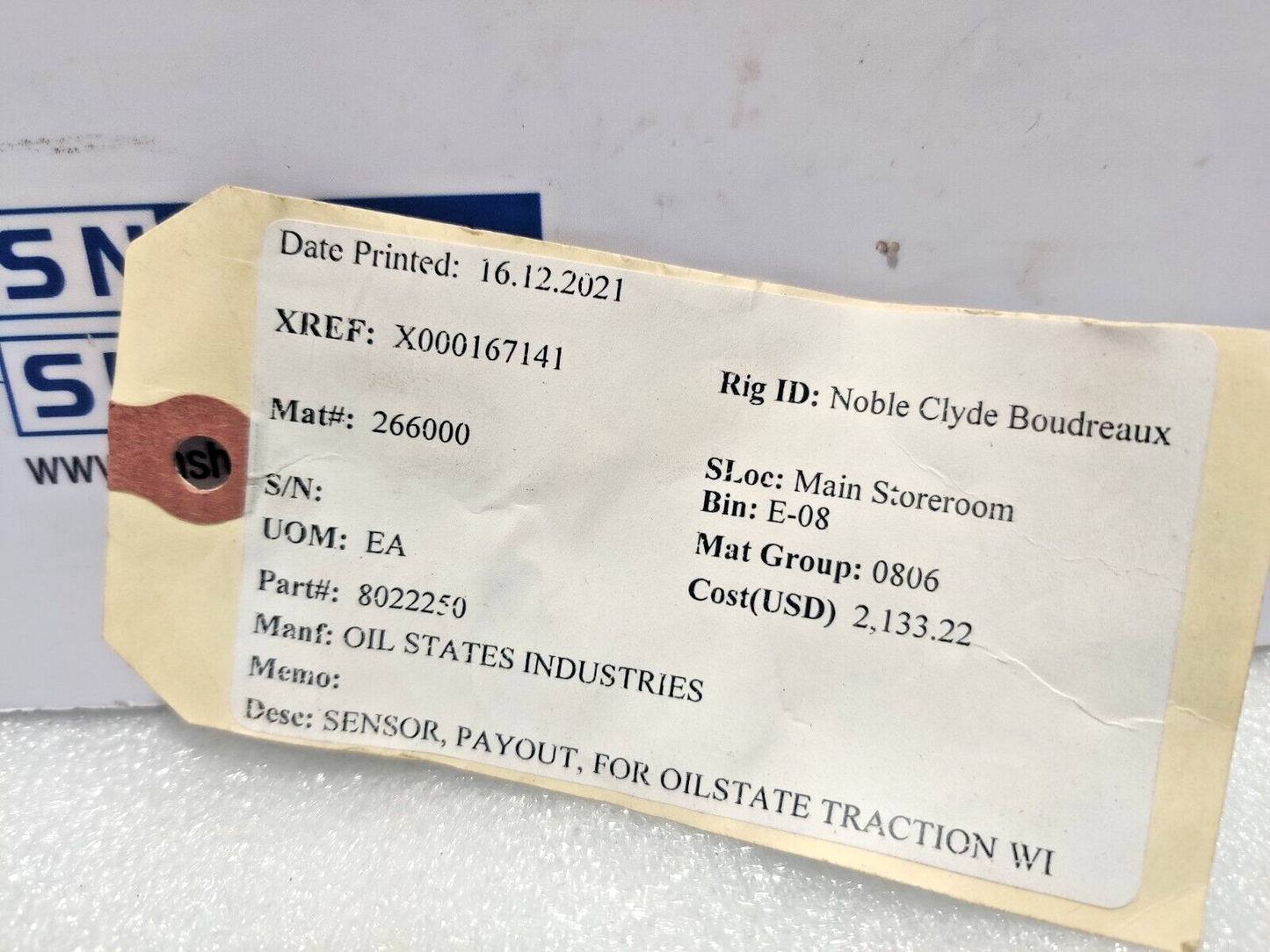 3PS INC A0504362 Payout Sensor For Oil States Traction Oil States 8022250