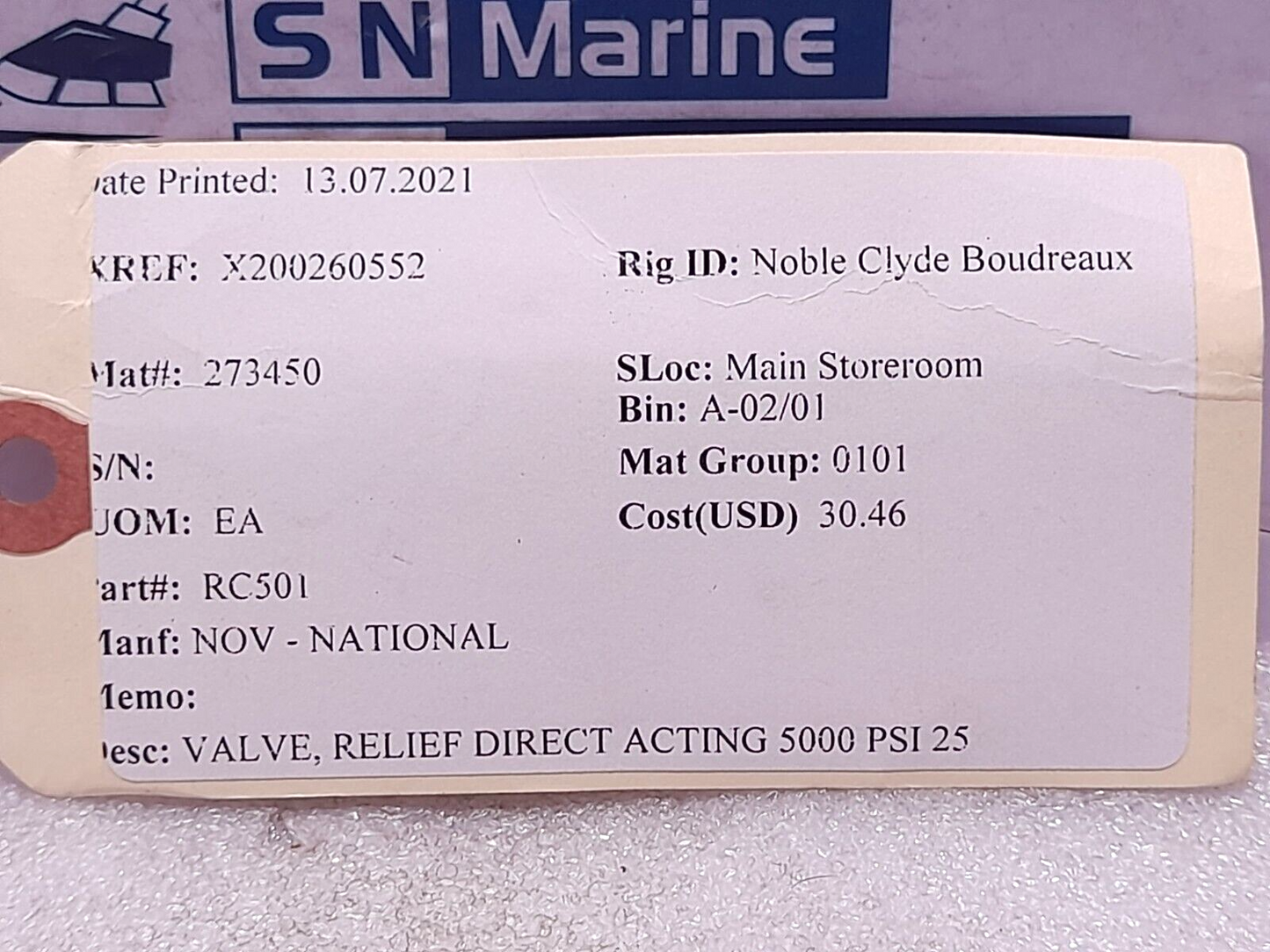 Sun Hydraulics RDDA-LAN Relief Valve Direct Acting 5000 PSI 25