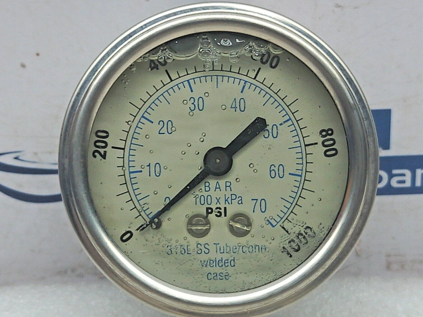 310LFW-254M Liquid Filled Pressure Gauge 0-1000Psi/Kpa/Bar 301LFW
