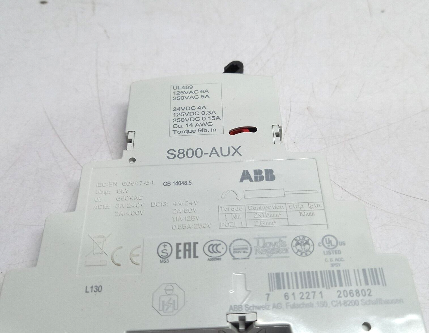 ABB 2CCS800900R0011 Auxiliary Contact S800-AUX To Be Used With C.B. Types S800