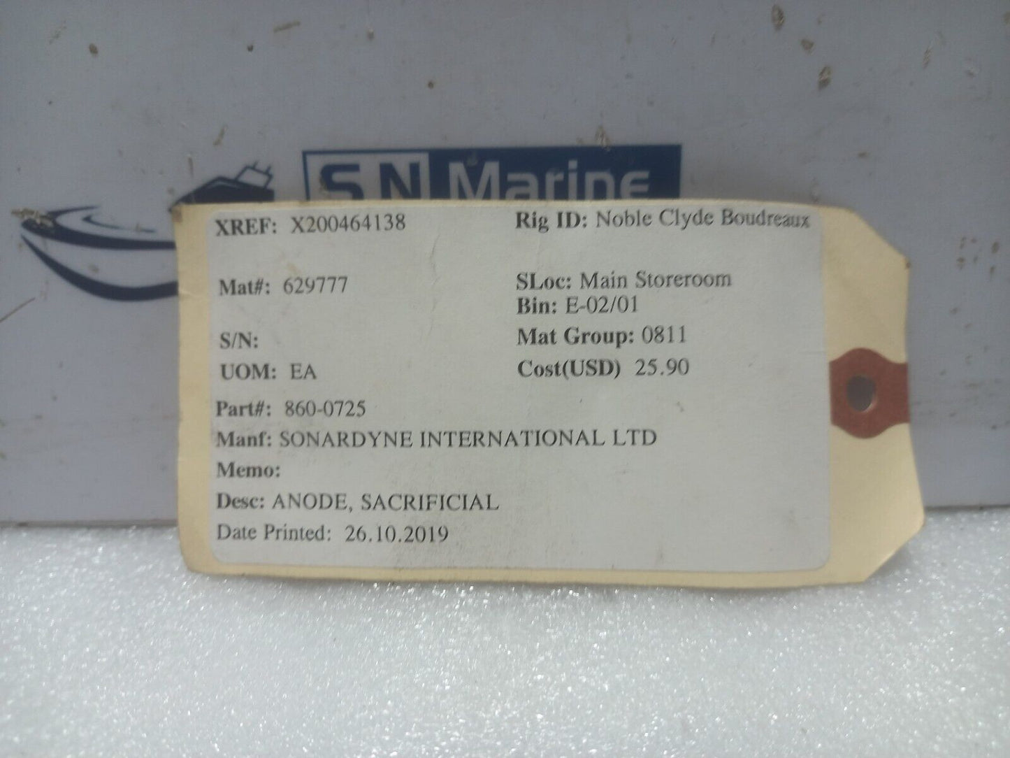 Sonardyne 860-0725 Sacrificial Anode 8PCs In Lot