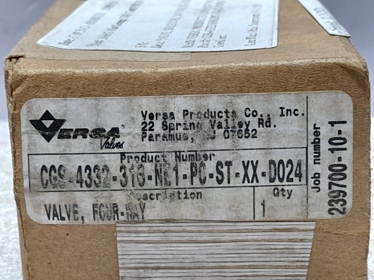 Versa CGS-4332-316-NE1-PC-ST-XX-D024 Four Way Valve 24VDC 7.2W