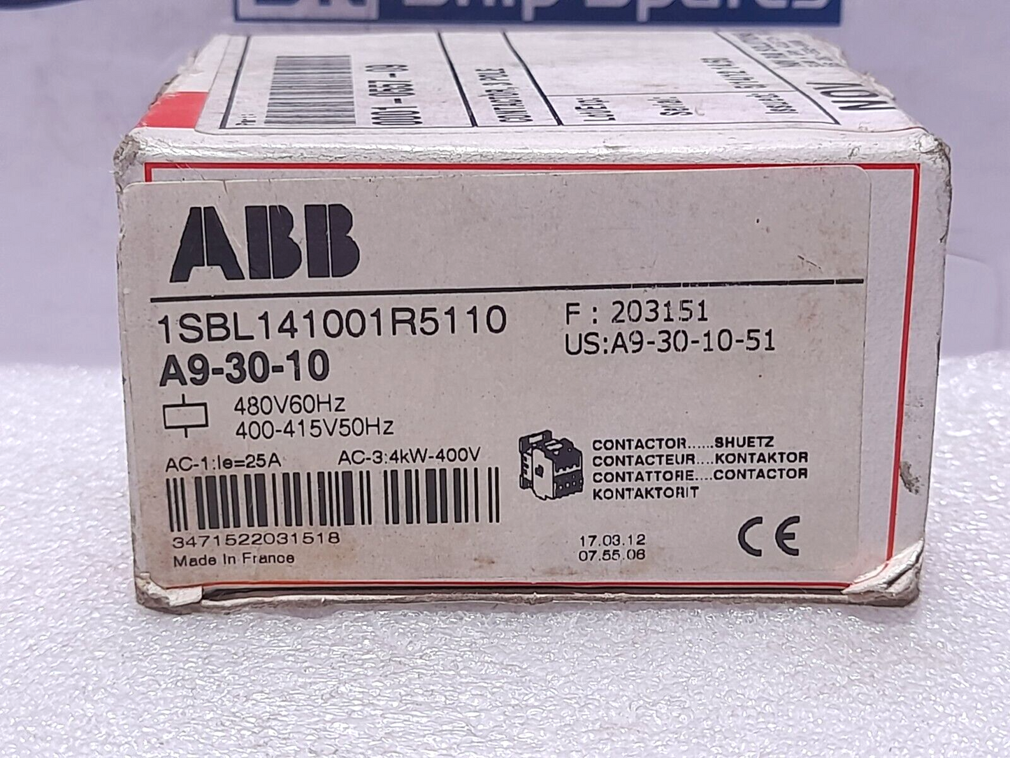 ABB A9-30-10 Contactor 480V 60Hz 400-415V 50Hz R51