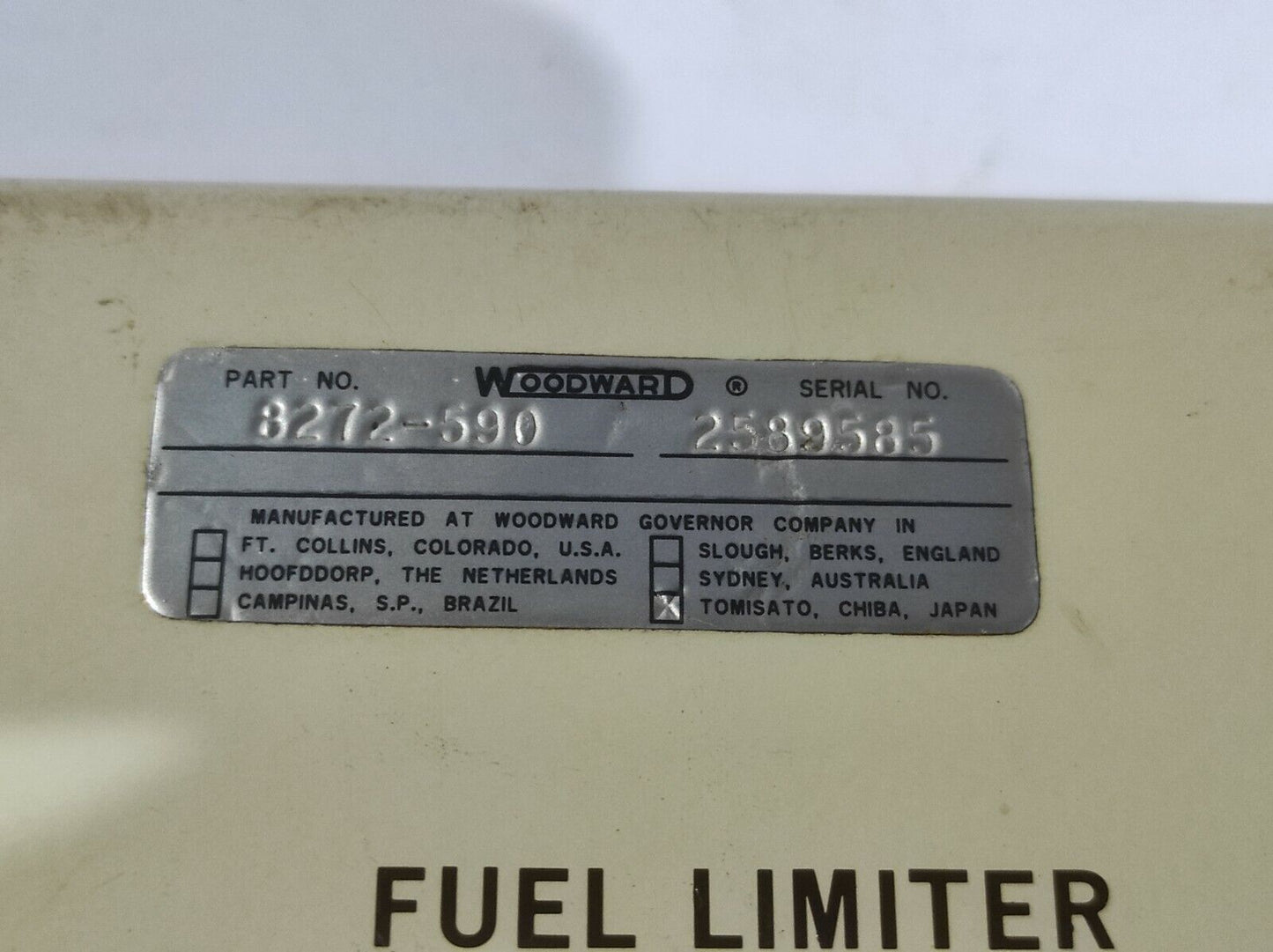 Woodward 8272-590 Fuel Limiter 3073-640 D / 8272590