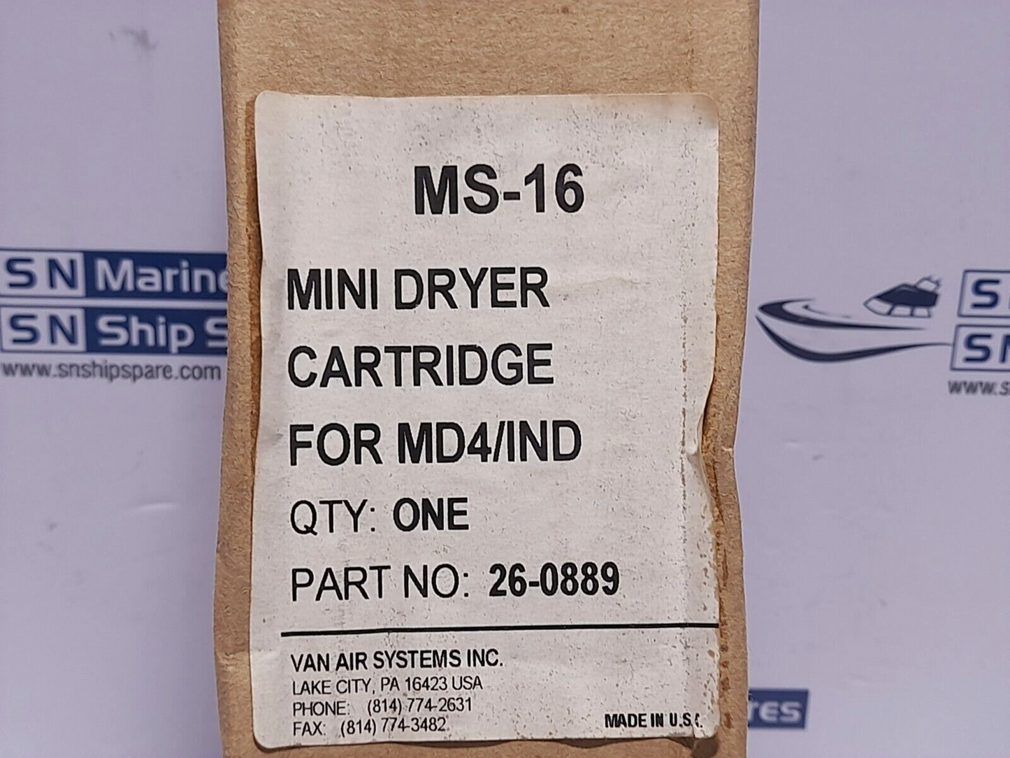 Van Air System MS-16 Mini Dryer Cartridge 26-0889 For MD4/IND