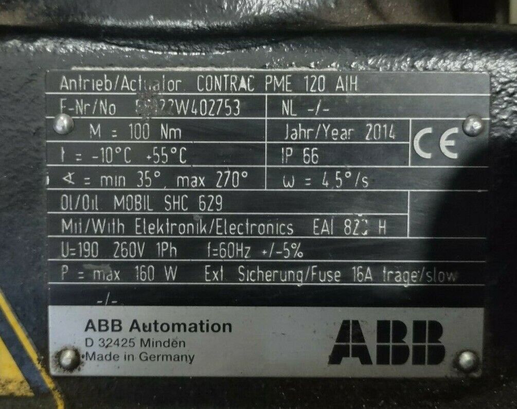 ABB Automation PME 120 AIH Actuator Contrac Electronics Contrac EAI 823H