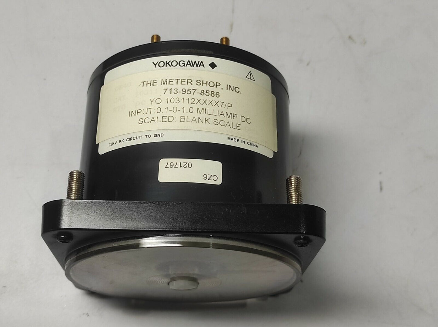 Yokogawa 103112XXXX7/P Blank Scale 0.1-0-1.0mADC Meter 713-957-8586 Input 0.1-0-