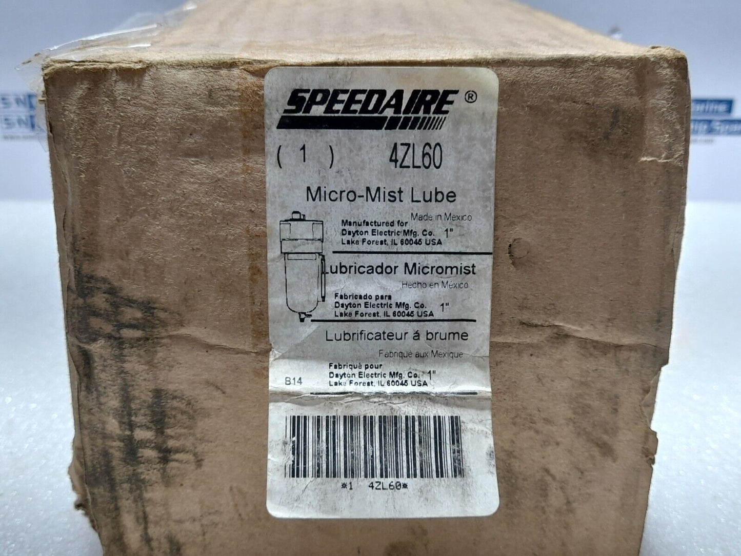 Speedaire 4ZL60 Air Line Lubricator Inlet 250 PSIG 17 Bar Max Outlet 175◦F 80◦C