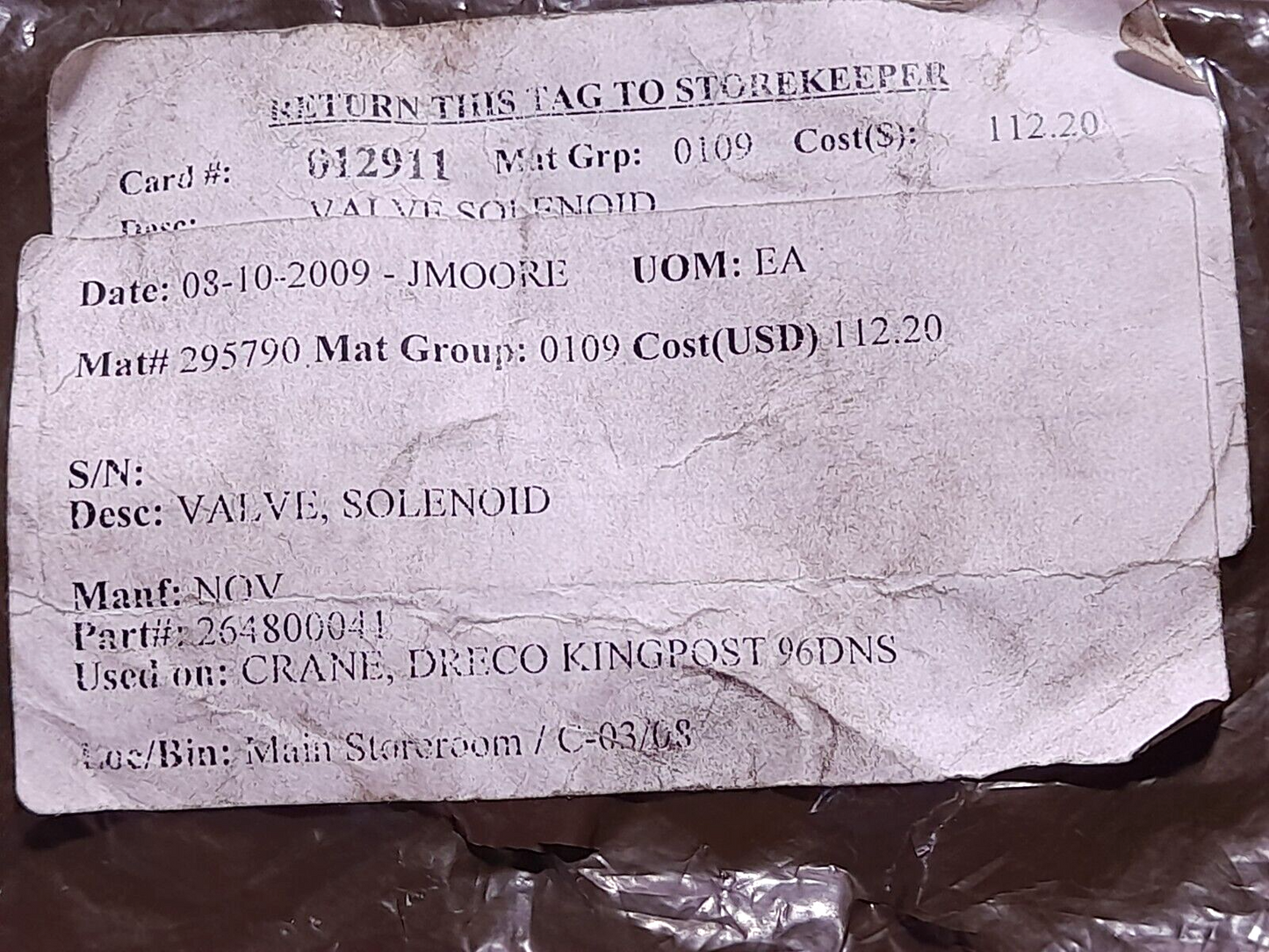 Parker Schrader Bellows K593-184 Coil 24VDC QC130 Solenoid Valve