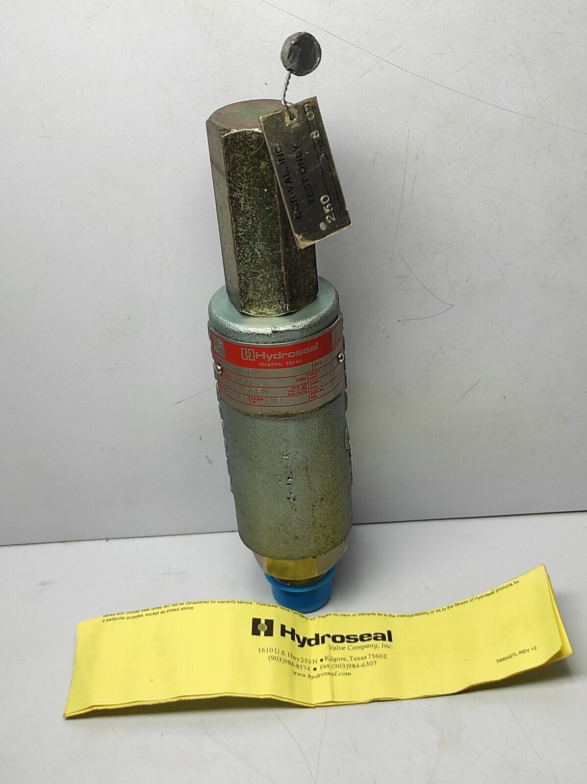 Hydroseal 3FRV00N Relief Valve Set Press 250psig Cap. 322 SCFM Inlet S