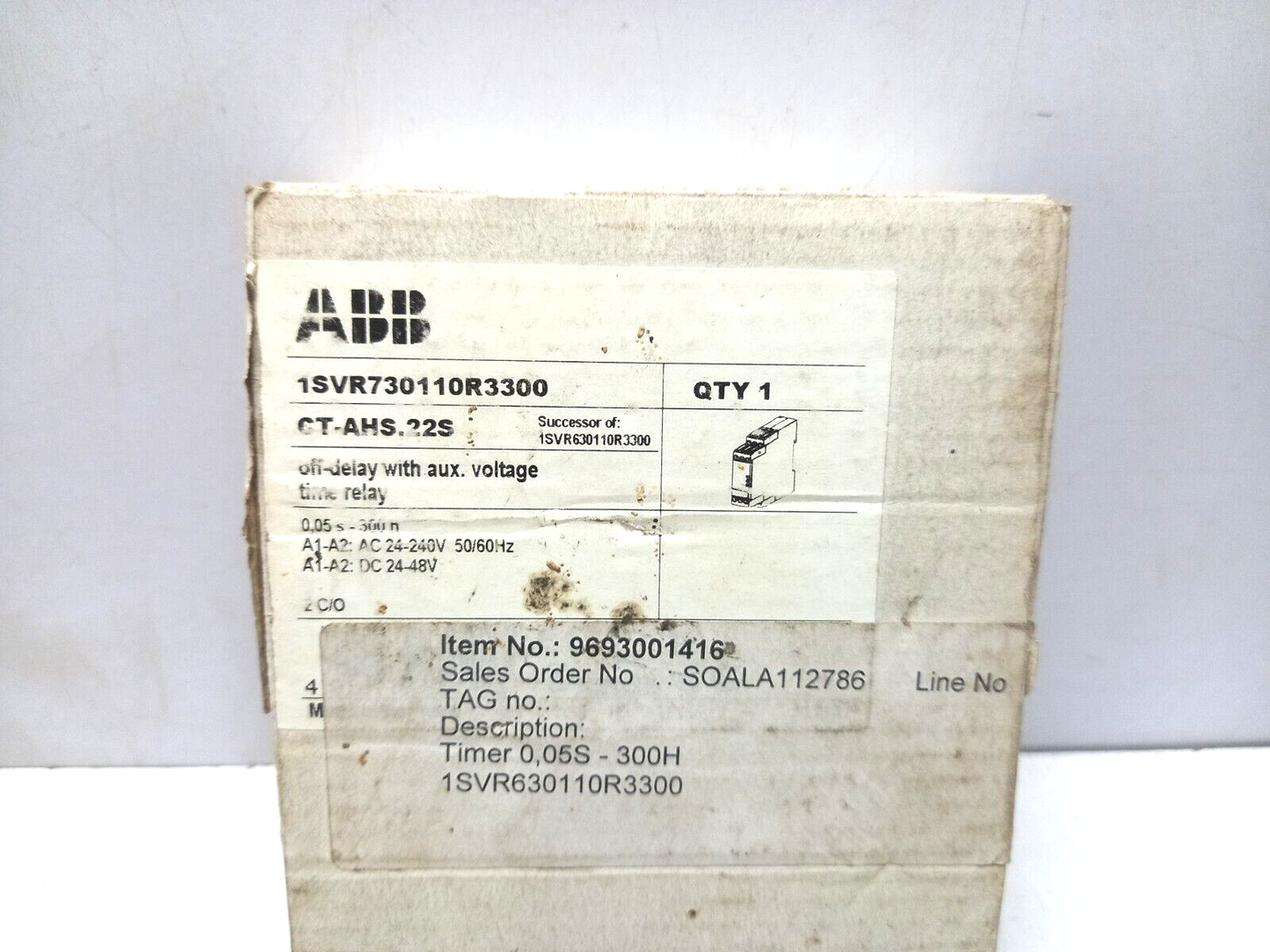 ABB CT-AHS.22S Off Delay With Auxiliary Voltage Time Relay 1SVR730110R3300 CTAHS