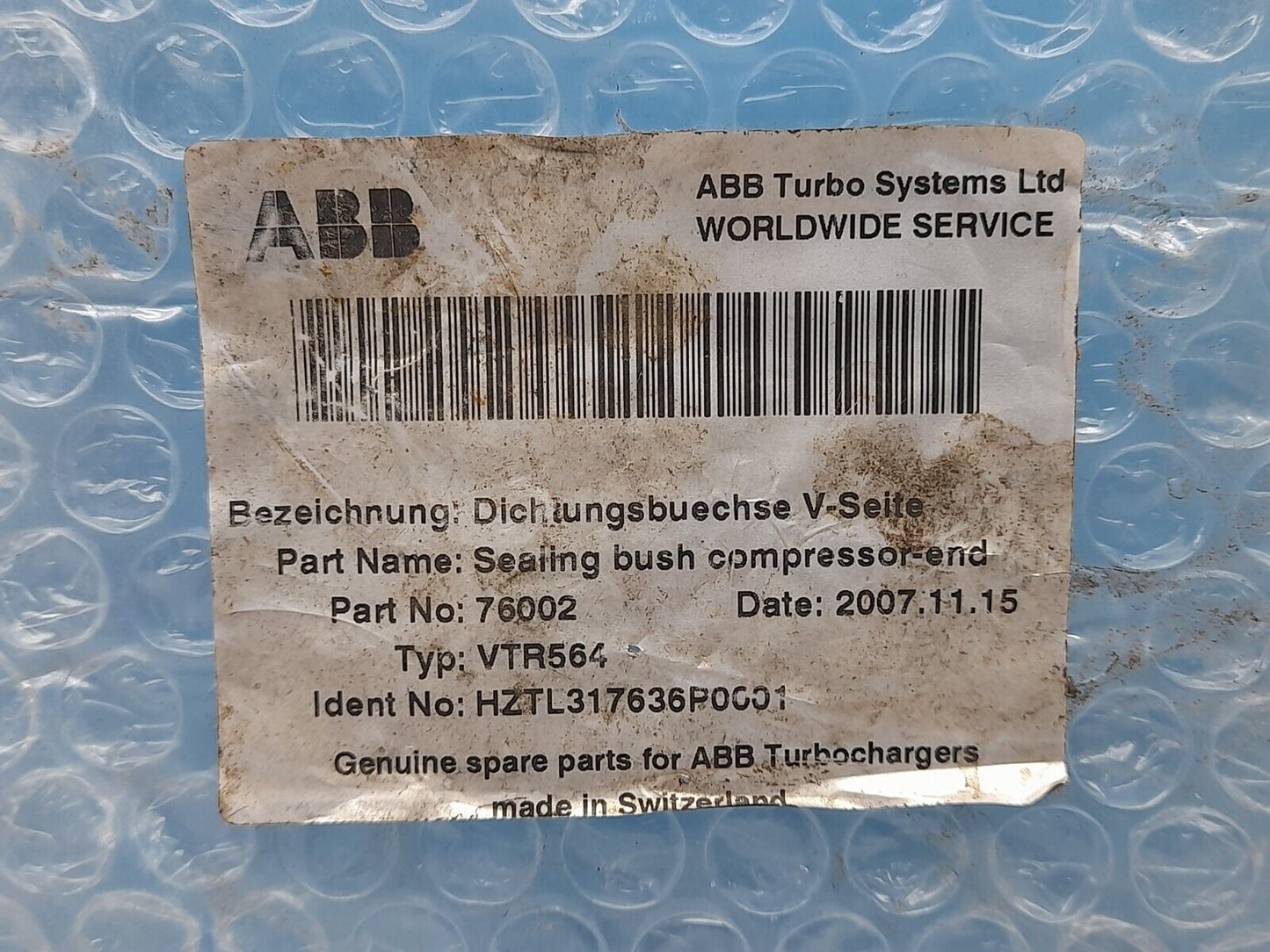 ABB 76002 VTR564 Sealing Bush Compressor End