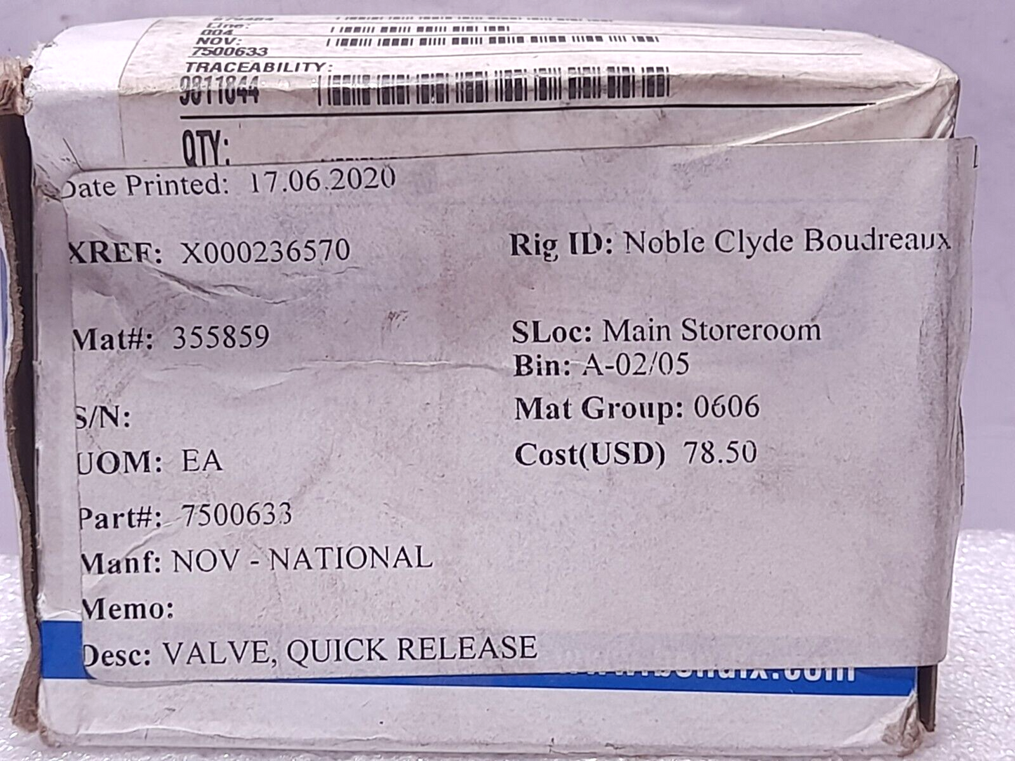 Bendix 229860N Quick Release Valve