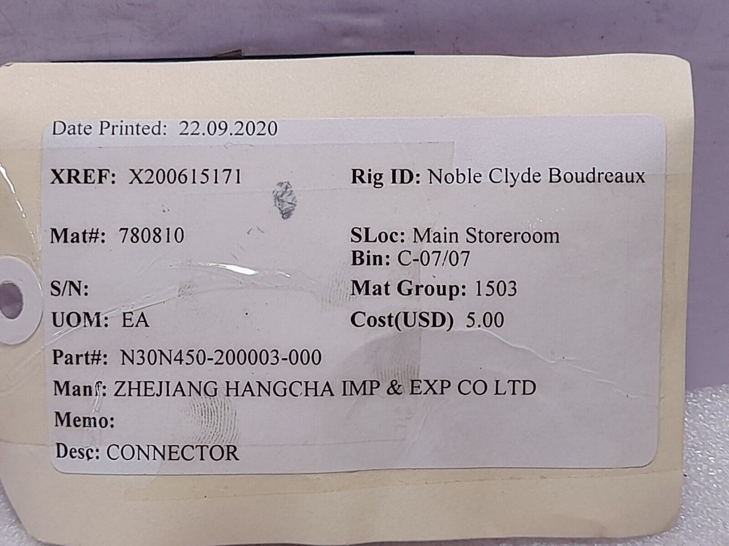 Zhejiang Hangcha N30N450-200003-000 Connector N30N450200003000 - 4PCs/Lot