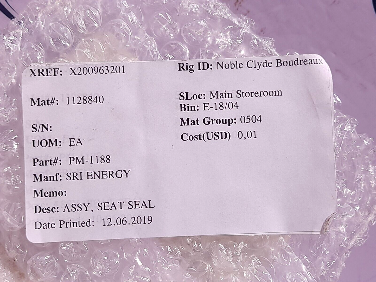 SRI Energy PM-1188 Seat Seal Assembly PM1188