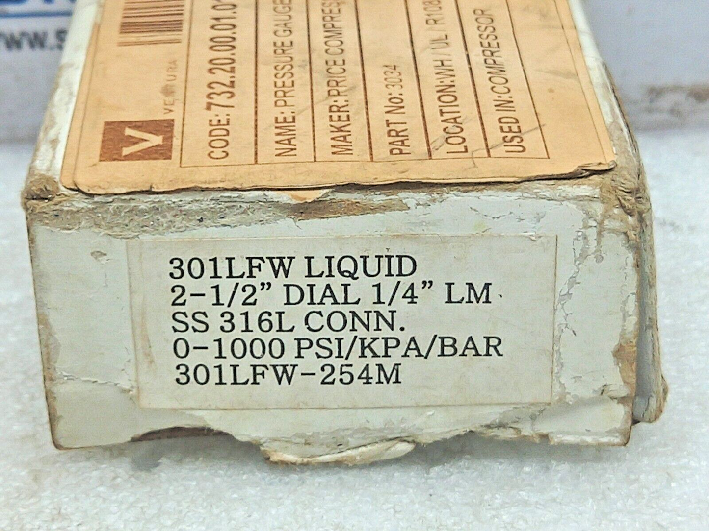 310LFW-254M Liquid Filled Pressure Gauge 0-1000Psi/Kpa/Bar 301LFW