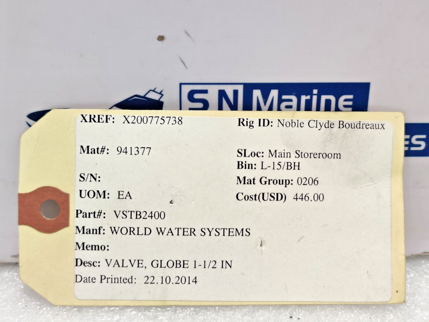 World Water System VSTB2400 Globe Valve 1-1/2IN DN40
