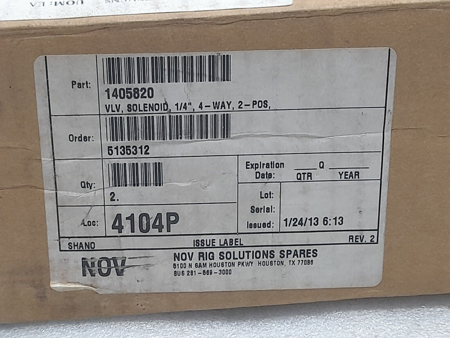 Versa VGG-4322-316-XN-A120 Four Way Valve 120V 60Hz 5.6W NOV 1405820