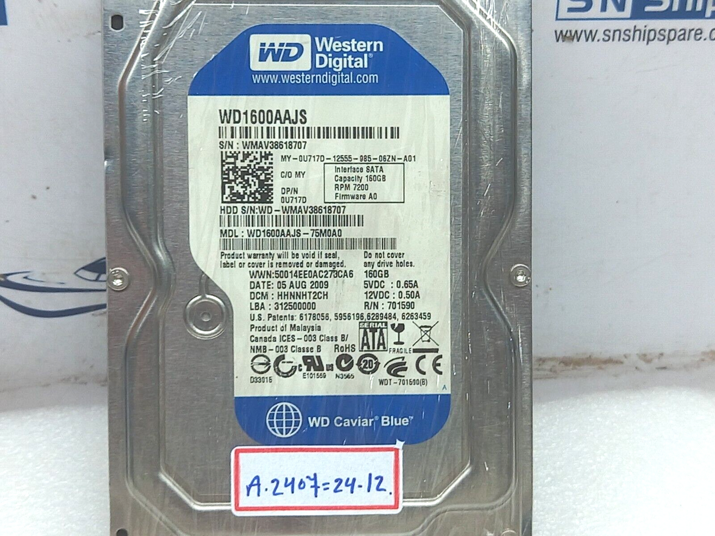 Western Digital WD1600AAJS Sata Hard Drive