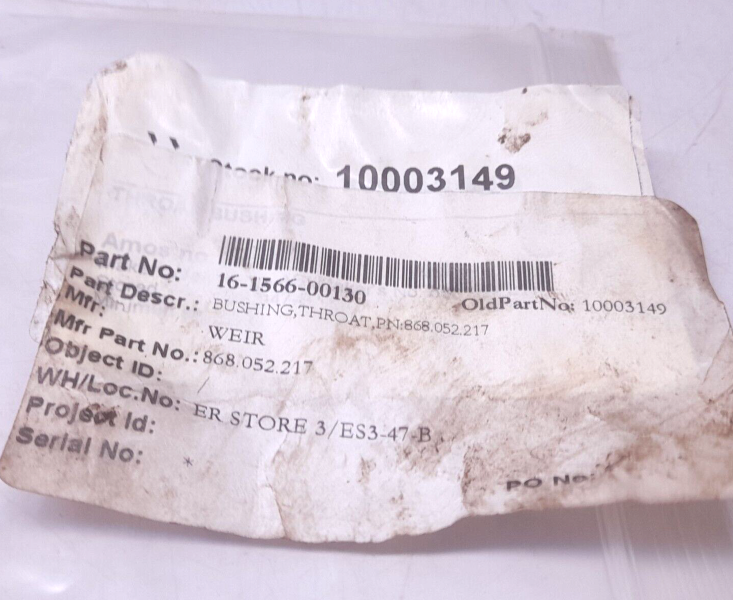 Weir 868.052.217 Throat Bushing M72291