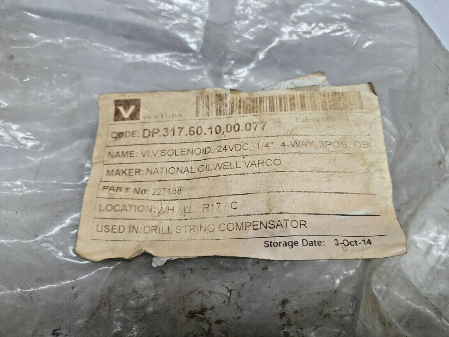 Versa VXX-4324-H-M-MS3-XX-D024 National Oilwell Varco 227188 Solenoid Valve