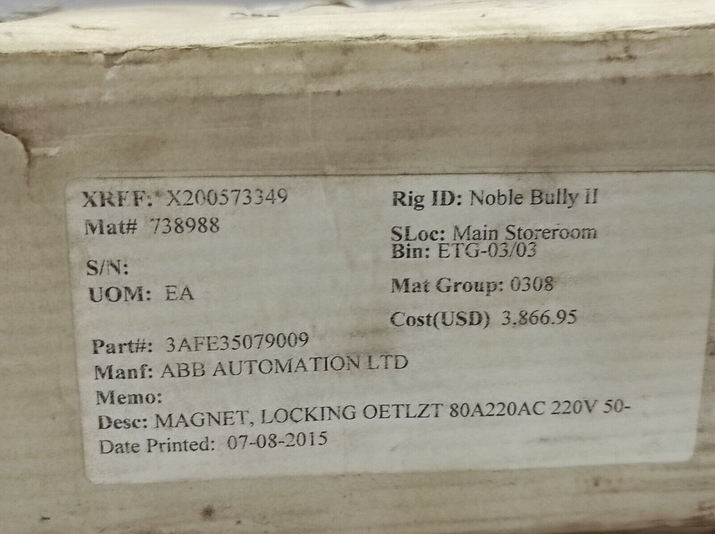 ABB 1 SCA022079R9050 OETLZT80A220AC Interlock