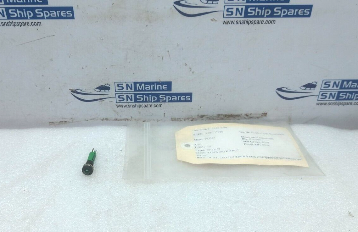 17-041351 Green Led Light 24V 22MA 8MM Hamworthy SN53-50 4PCs In Lot