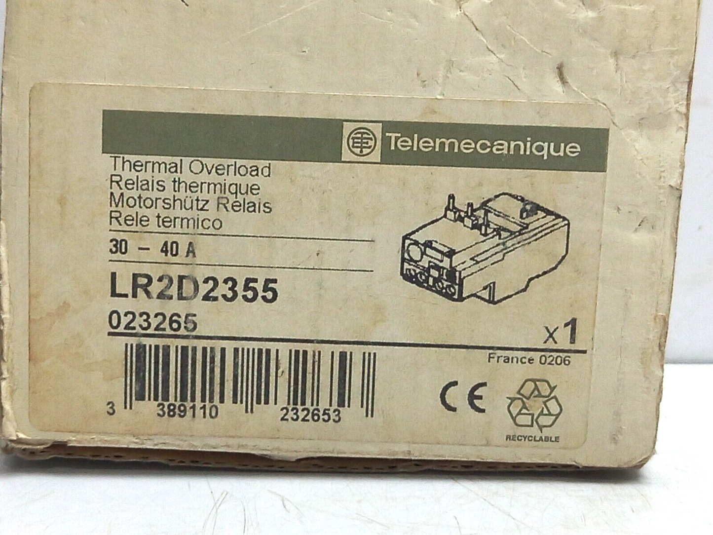 Telemecanique LR2D2355 Thermal Overload 30-40A LR2 D2355