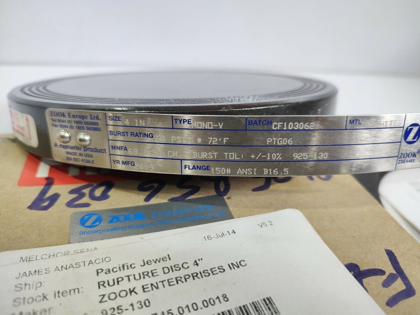 Zook Europe 4 In MONO-V Graphite Rupture Disk
