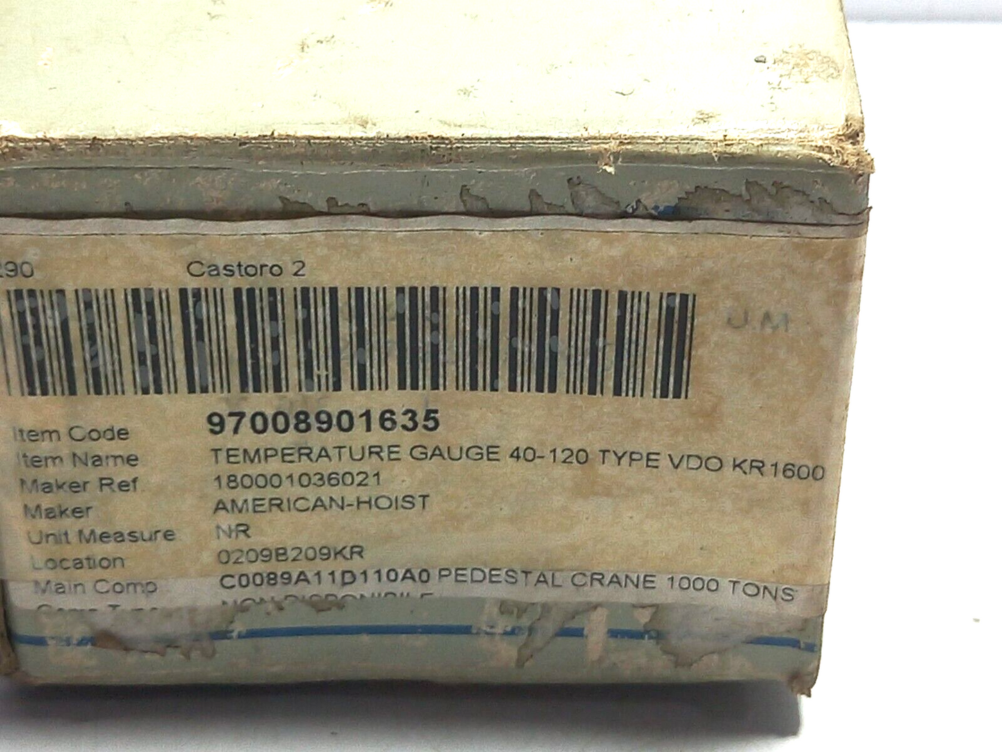 VDO KR 1600 40-120◦C 105-250◦F Temperature Gauge American-Hoist 18000103621