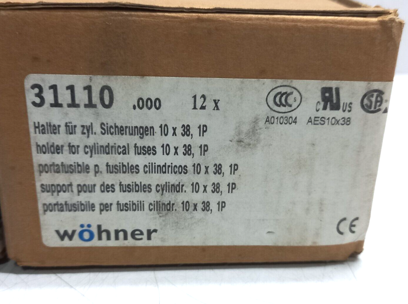 Wohner 31110.000 Holder For Cylindrical Fuses 10x38 1P AES 1x38 10x38 32A 690V~