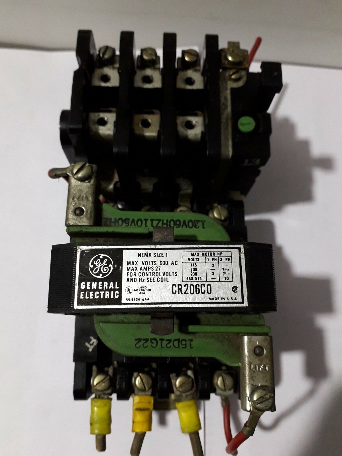GE General Electric Nema Size 1 Contactor Starter CR206C0 115-120 Volt Coil