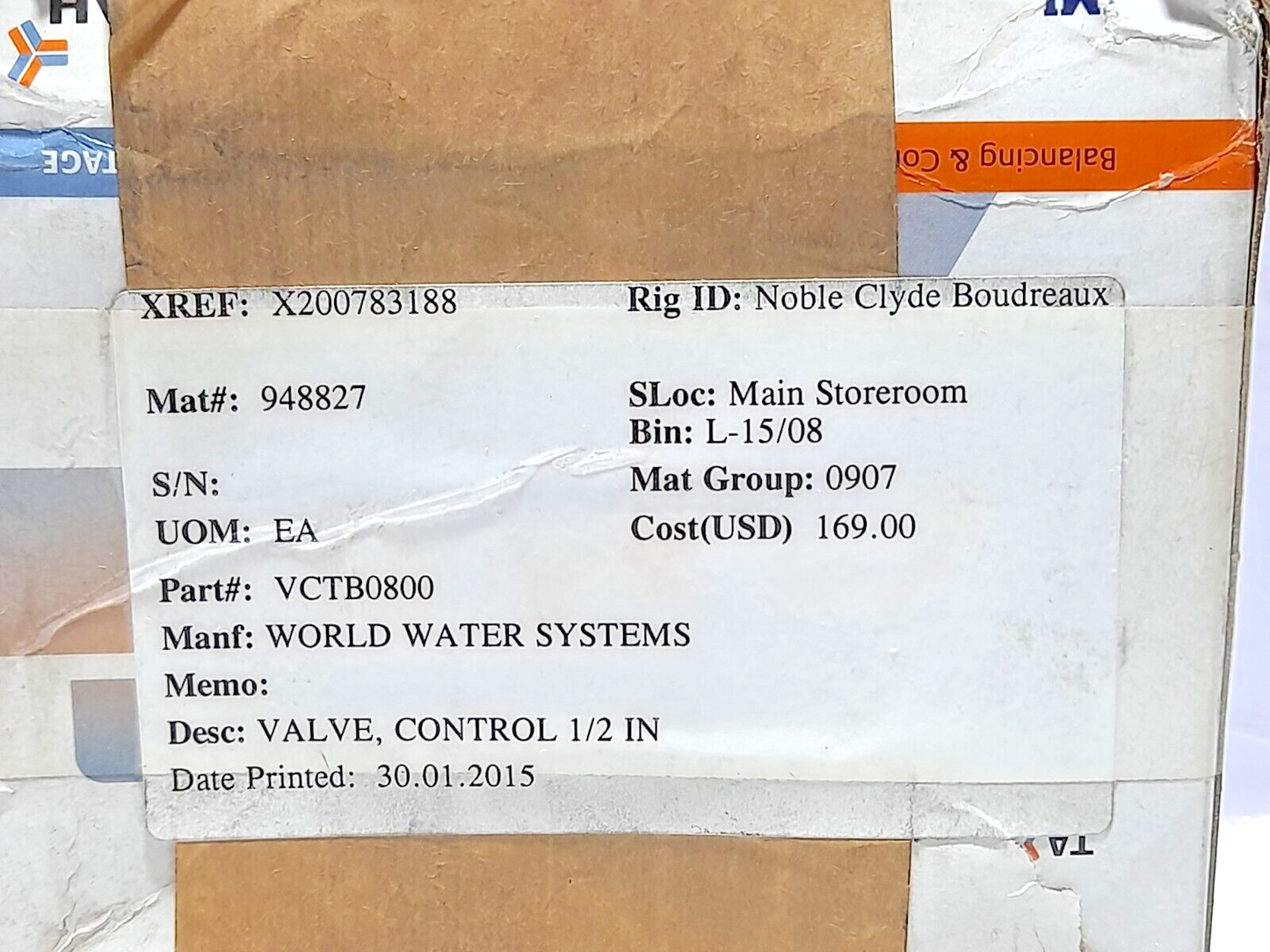 World Water System VCTB0800 Control Valve ½In STAD ½In