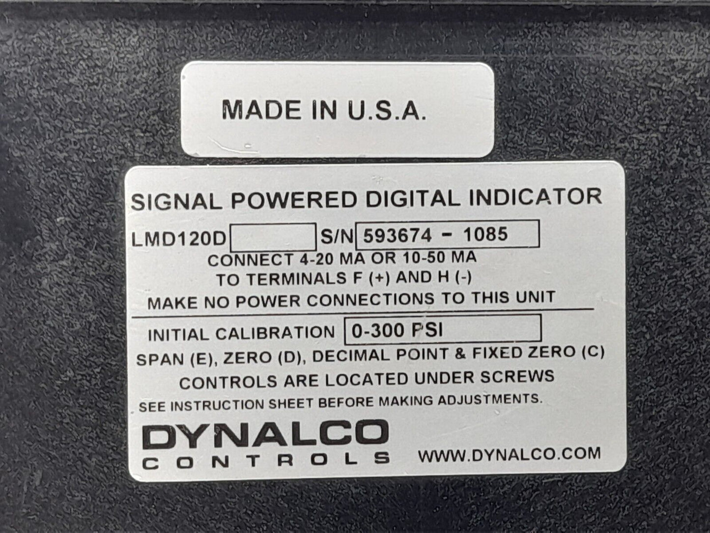 Dynalco LMD120D Loop Signal Powered Digital Indicator LMD-120 Connect 4-20mA Or