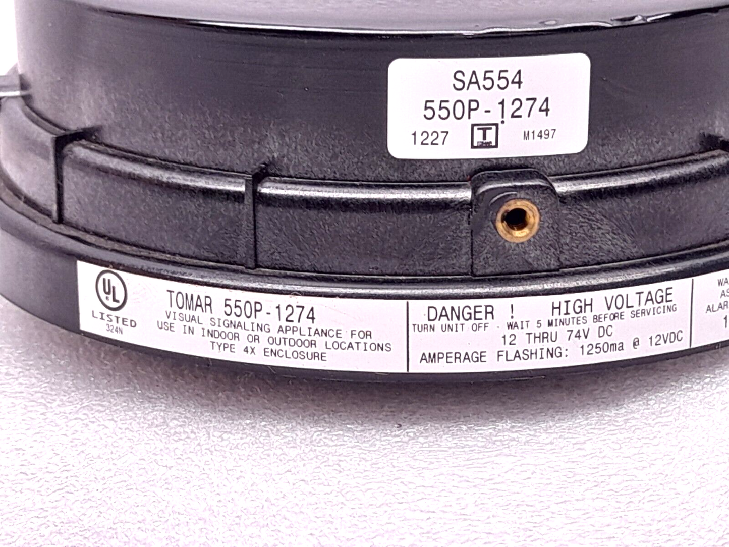 Tomar SA554 550P-1274 Strobe Light Base 12 Thru 74VDC Amperage Flashing 1250ma @