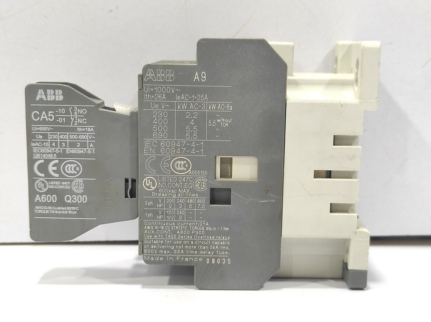 ABB A9-30-01 Contactor With ABB CA5-10 Auxiliary Contactor 2-Pcs Lot Sale