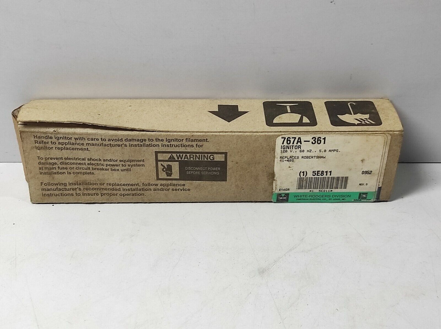 White Rodgers 767A-361 Ignitor 767A361 120V 60Hz 5.0Amps Replaces Robertshaw