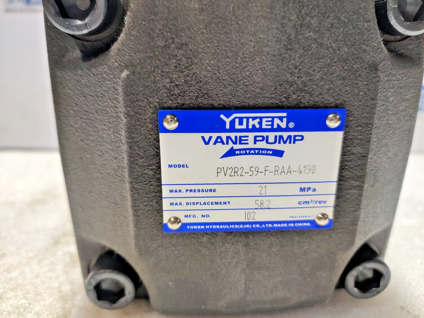Yuken PV2R2-59-F-RAA-4190 Hydraulic Vane Pump 21MPa Max Press