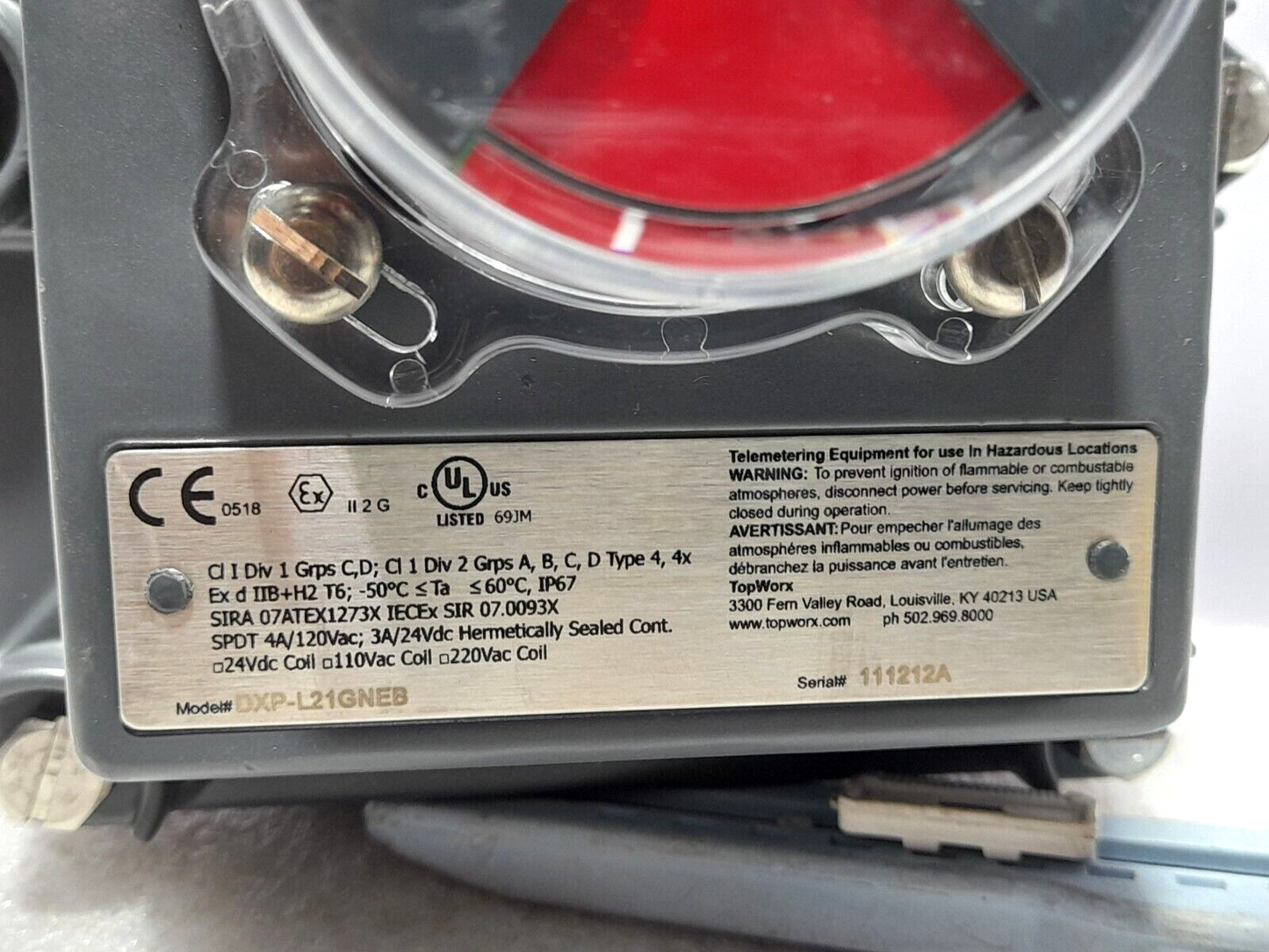 Topworx DXP-L21GNEB Valve Controller DXPL21GNEB SPDT 4A/120VAC; 3A/24VDC