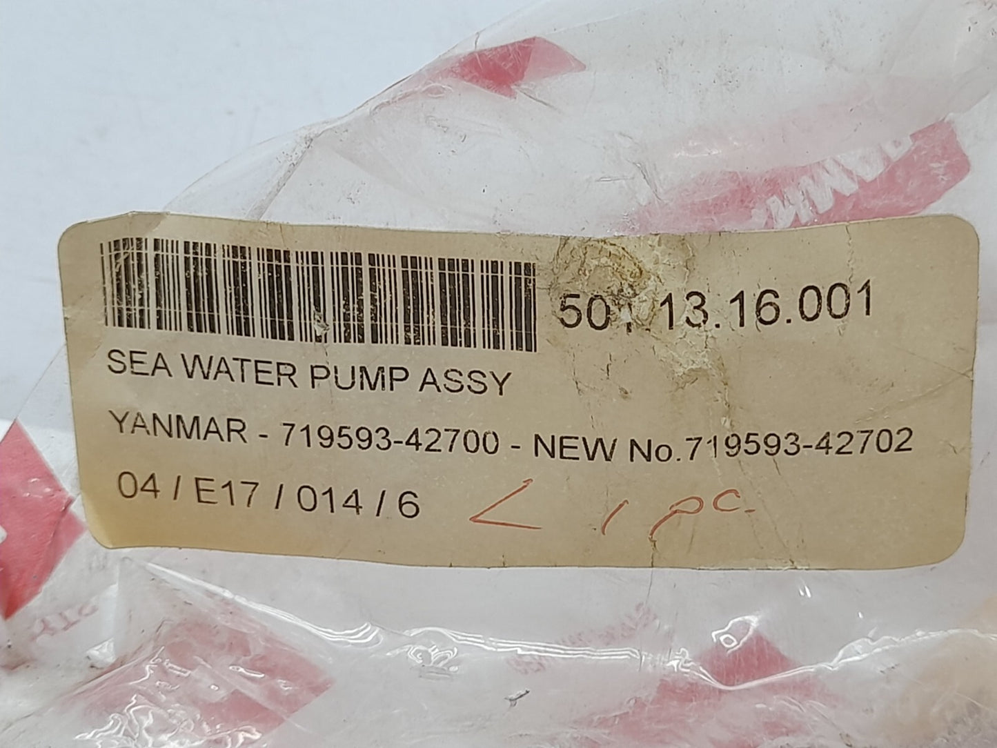 Yanmar 719593-42700 Sea Water Pump Assembly 719593-42702